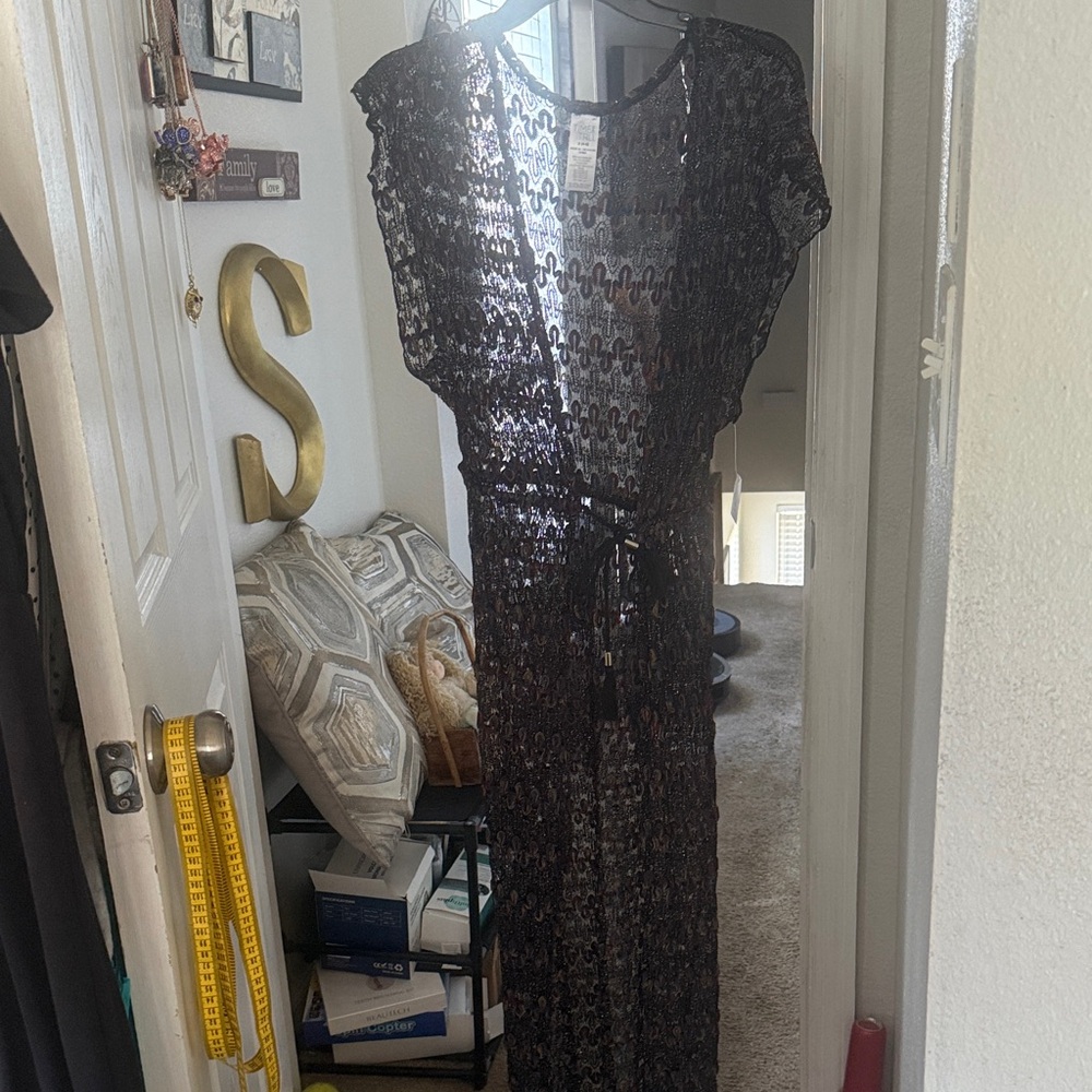Sheer Black Lace Maxi Cover-Up Multi Color.